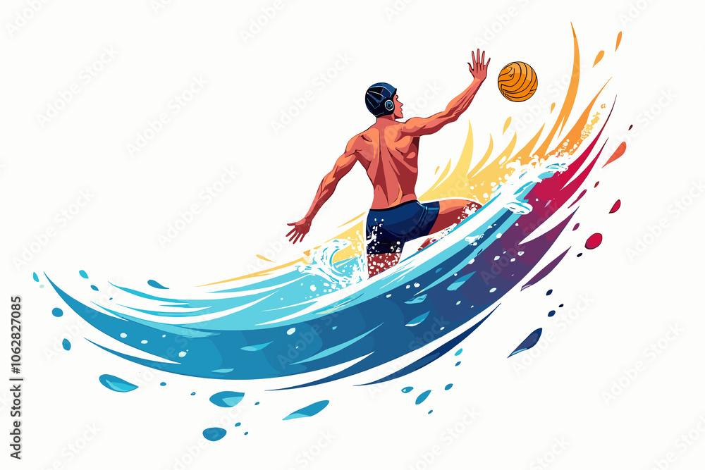 Dynamic Water Polo Player in Action Capturing the Energy of the Game Dynamic Water Polo Player in Action Capturing the Energy of the Game