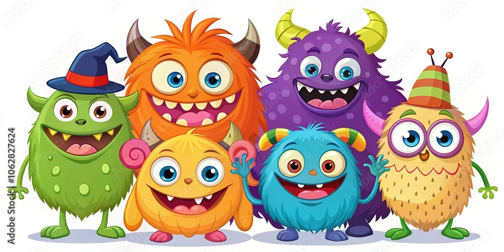 Obraz premium Hilarious Halloween space monsters, doodle-style!