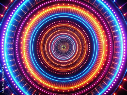 Hypnotic Neon Circles VJ Loop - Abstract Psychedelic Visuals