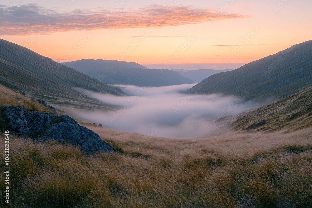 Misty Valley at Sunrise with Rolling Hills Misty Valley at Sunrise with Rolling Hills