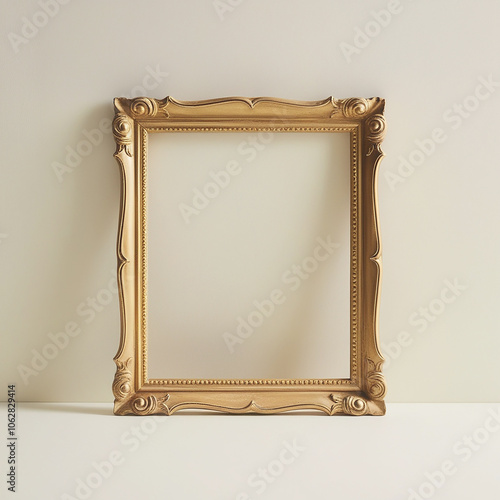 Set of empty natural vintage gold frame element 