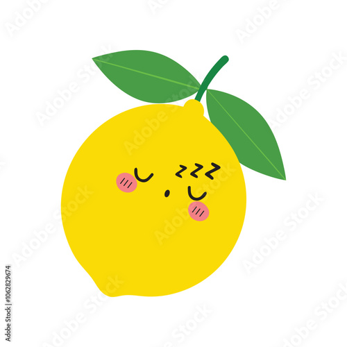 Cute Kawaii Lemon Fruit illustration vector- Lemon Face Clipart Design 