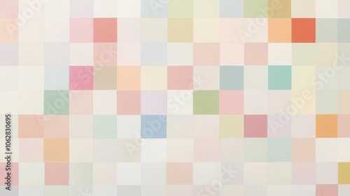 Abstract Pixel Mosaic: A mesmerizing array of pastel-hued squares, forming a captivating visual tapestry of color and texture.