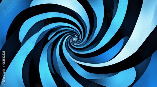 Swirling blue and black shapes create a dreamlike digital artwork.