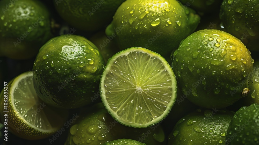 Close-up view of succulent limes captured in the studio Close-up view of succulent limes captured in the studio