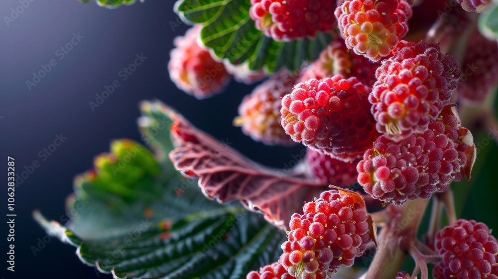 Close-up view of succulent mulberries captured in the studio Close-up view of succulent mulberries captured in the studio