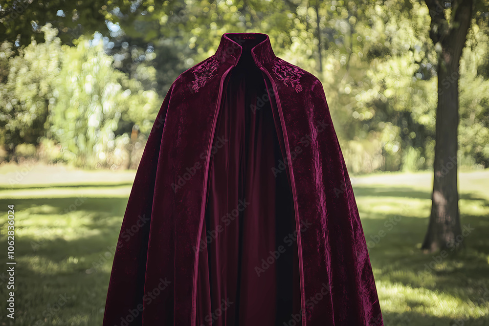 Naklejka premium Nostalgic Maroon Velvet Capes: Draped in Elegance, Steeped in Tradition