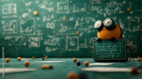 Intense Academic Olympiad Competition with Chalkboard Equations and Retrofuturistic Setting