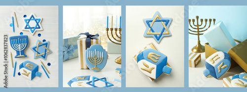 Collage for Hanukkah, traditional attributes of the holiday