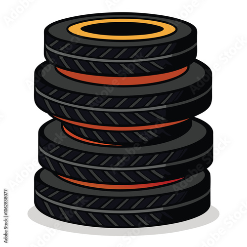 New Tires Stack Isolated on White Background, Ready for Your Vehicle's Performance Needs.