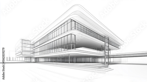 An architectural drawing of a city building interior with tables and chairs, showcasing urban design and engineering elements in black and white art Architecture Drawing banner background for design

