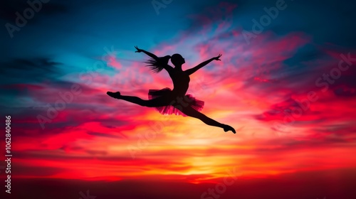 Wallpaper Mural Graceful Ballet Dancer Silhouette Leaping in Air Torontodigital.ca
