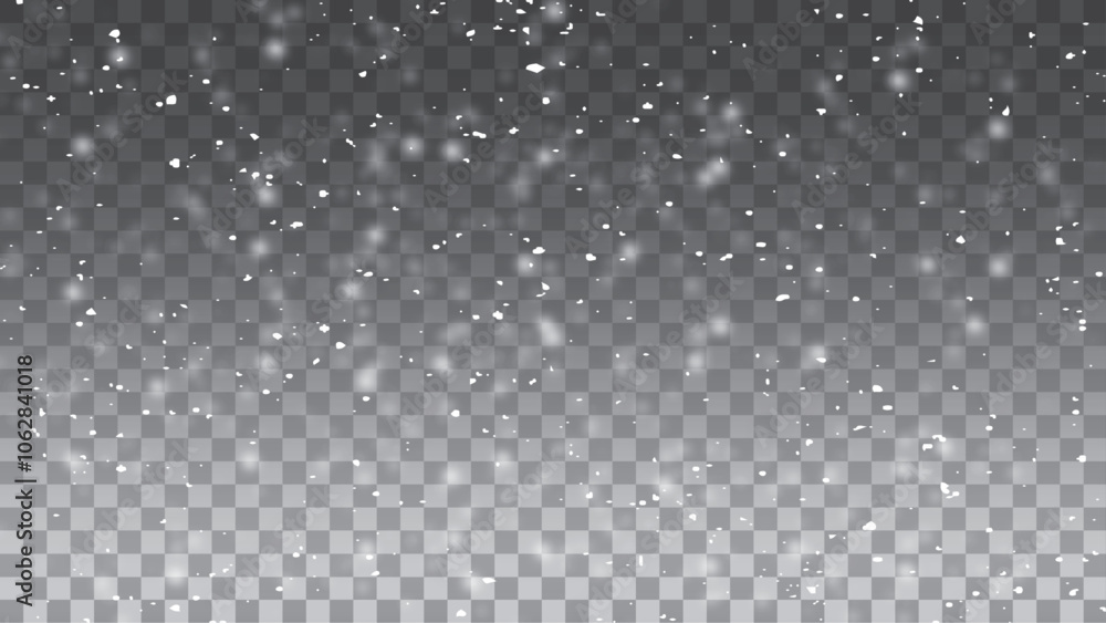Abstract snowfall, blizzard, winter, snowflakes on an isolated background vector. Light effect with glitter particles. Abstract snowfall, blizzard, winter, snowflakes on an isolated background vector. Light effect with glitter particles.