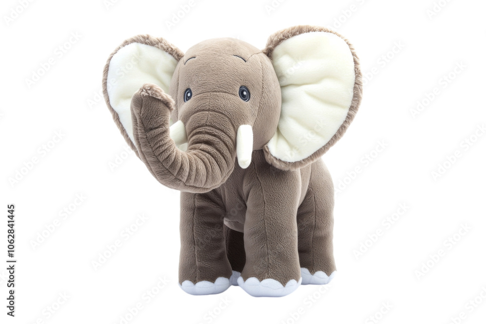 Soft plush elephant toy isolated on transparent background for children Soft plush elephant toy isolated on transparent background for children