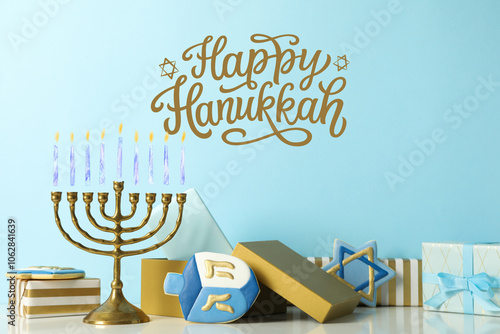 Hanukkah, traditional attributes of the holiday photo