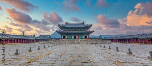 Canvas Print Gyeongbokgung palace in Seoul City, South Korea, Gyeongbokgung palace landmark Seoul, South Korea, Korean wooden traditional Gyeongbokgung the main royal palace of Joseon dynasty, Seoul, South Korea