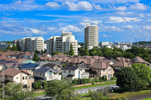 【千葉県印西市】青空が広がる住宅街の風景