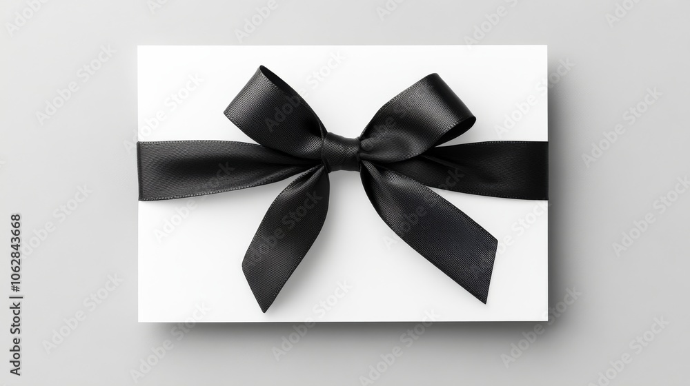 A stylish gift card tied with a black ribbon. A stylish gift card tied with a black ribbon.