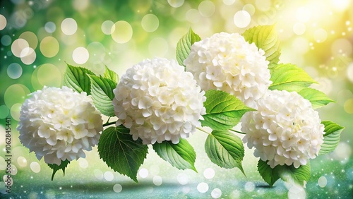 Watercolor Hydrangea Floral Poster with Bokeh Effect