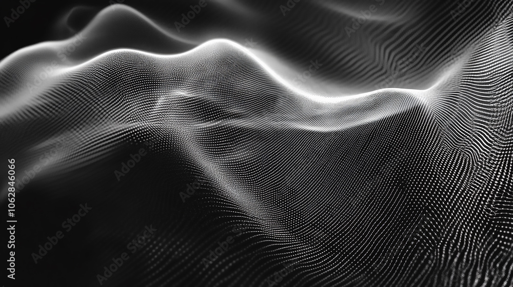 Abstract pattern of black and white dots forming wave-like textures in a modern design.
Abstract pattern of black and white dots forming wave-like textures in a modern design.