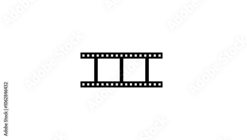 film strip emblem, black isolated silhouettes