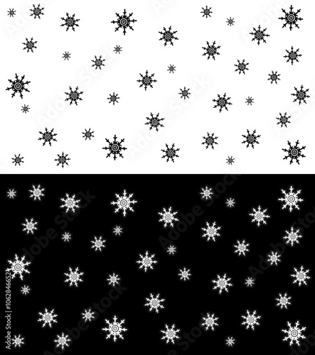 Frosty snow particle background for christhmas(x'mas) and winter graphic projects.black and white luma mat.easy to change colors.2 in one landscape image. photo