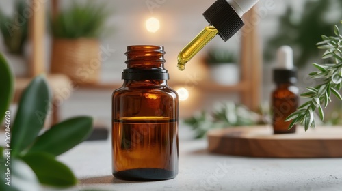 Therapist applies natural aromatherapy blend on patient's back photo