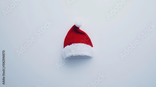 Santa cap placed symmetrically on a white background, top-down view.