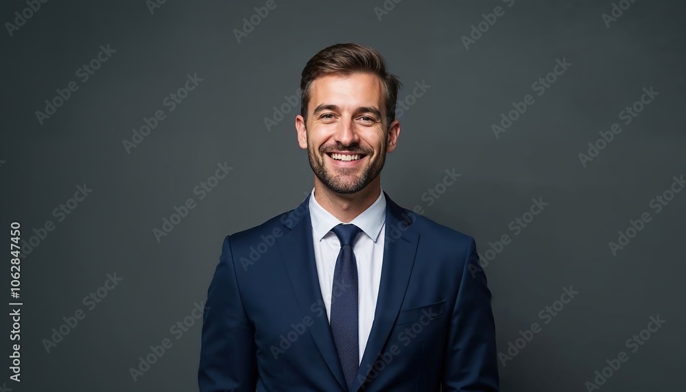 A Photo of a businessman wearing a navy blue suit A Photo of a businessman wearing a navy blue suit