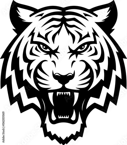 tiger head illustration isolated on white background. Images for logo, label, emblem. Vector illustration.