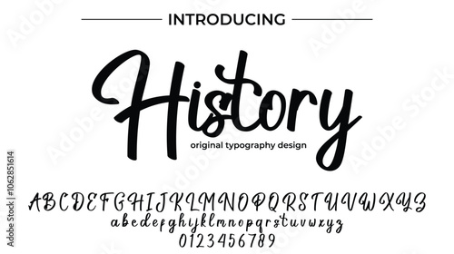 History Font Stylish brush painted an uppercase vector letters, alphabet, typeface