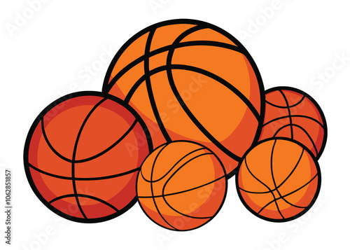 Sports balls minimal flat icon set. Cartoon style.
