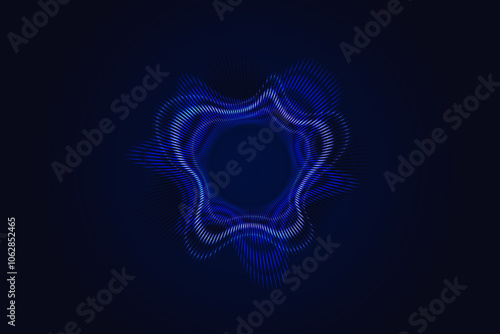 Dynamic blue radial speed sound wave light line pattern . Circular audio, music or voice symbol. wavy equalizer spectrum.