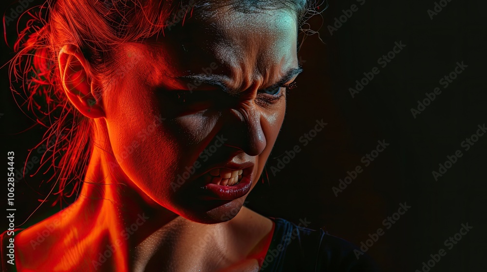 Upset woman on black background. Upset woman on black background.