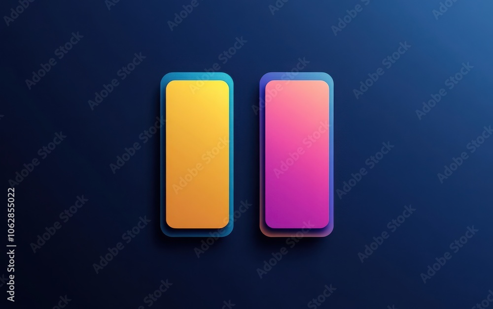 Modern infographic layout with three colorful rectangles linked together, each featuring a smooth gradient, set on a rich deep blue backdrop Modern infographic layout with three colorful rectangles linked together, each featuring a smooth gradient, set on a rich deep blue backdrop
