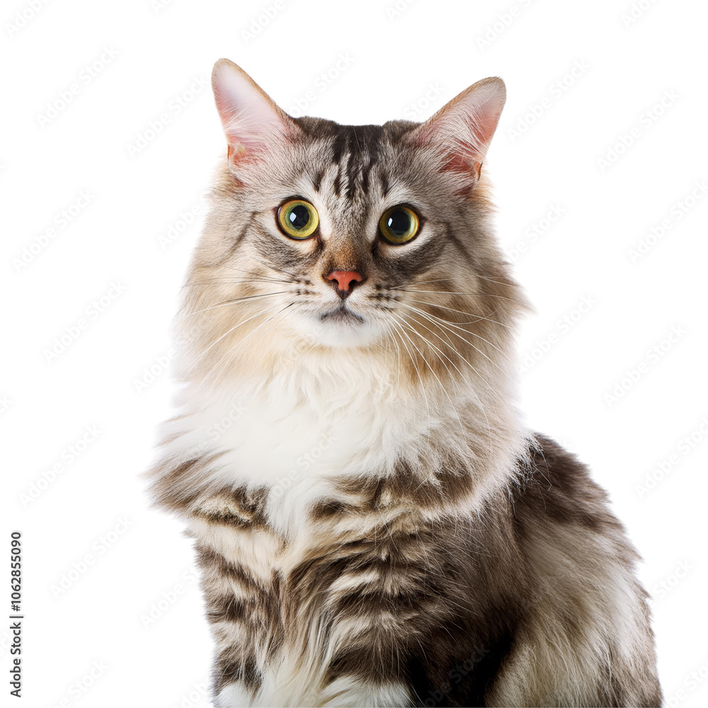 Cat - Looking Curiously, Funny, Scared - Sitting or Standing on White Background / Transparent - Ginger, Tabby, White, Black - Beautiful and Cute Cat Breed - Maine Coon, Siberian, Norwegian, Angora Cat - Looking Curiously, Funny, Scared - Sitting or Standing on White Background / Transparent - Ginger, Tabby, White, Black - Beautiful and Cute Cat Breed - Maine Coon, Siberian, Norwegian, Angora