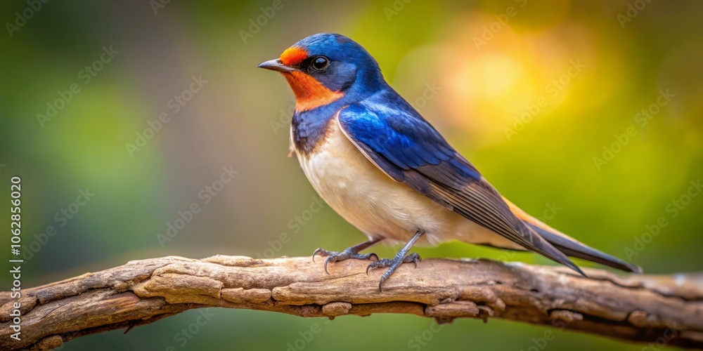 A Stunning Architectural Photography of a Barn Swallow Perched on a Tree Branch, Highlighting Nature's Beauty and the Intricacy of Birdlife in a Serene Outdoor Setting A Stunning Architectural Photography of a Barn Swallow Perched on a Tree Branch, Highlighting Nature's Beauty and the Intricacy of Birdlife in a Serene Outdoor Setting