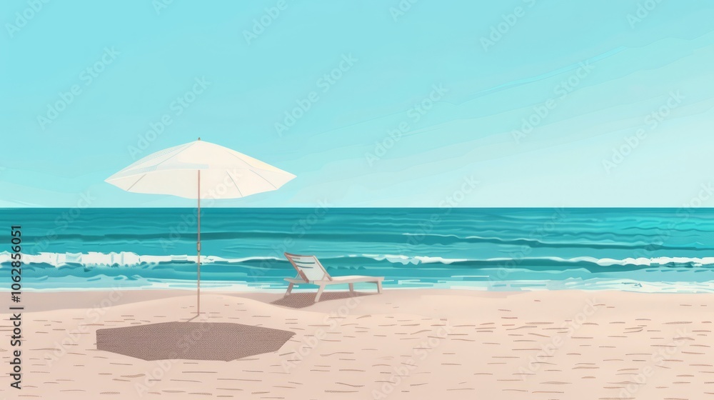 Fototapeta premium Clean and minimalistic portrayal of a serene beach vacation