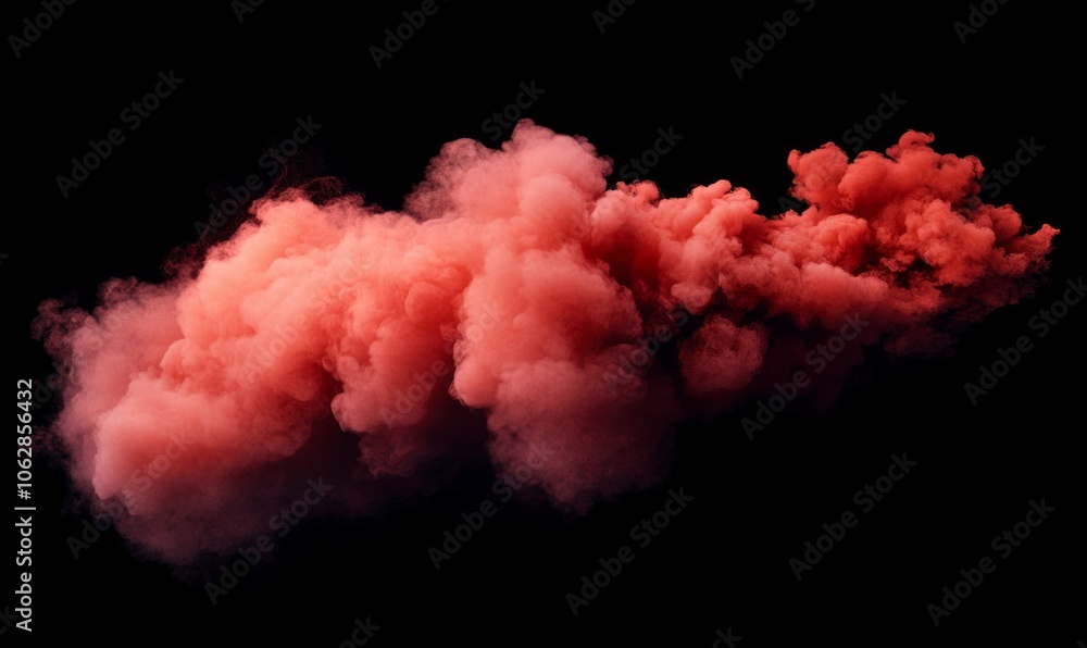 Fototapeta premium Red Smoke Isolated on Black Background