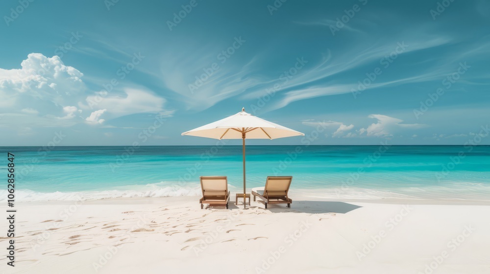 Fototapeta premium Clean and unembellished view of a minimalist beach holiday experience