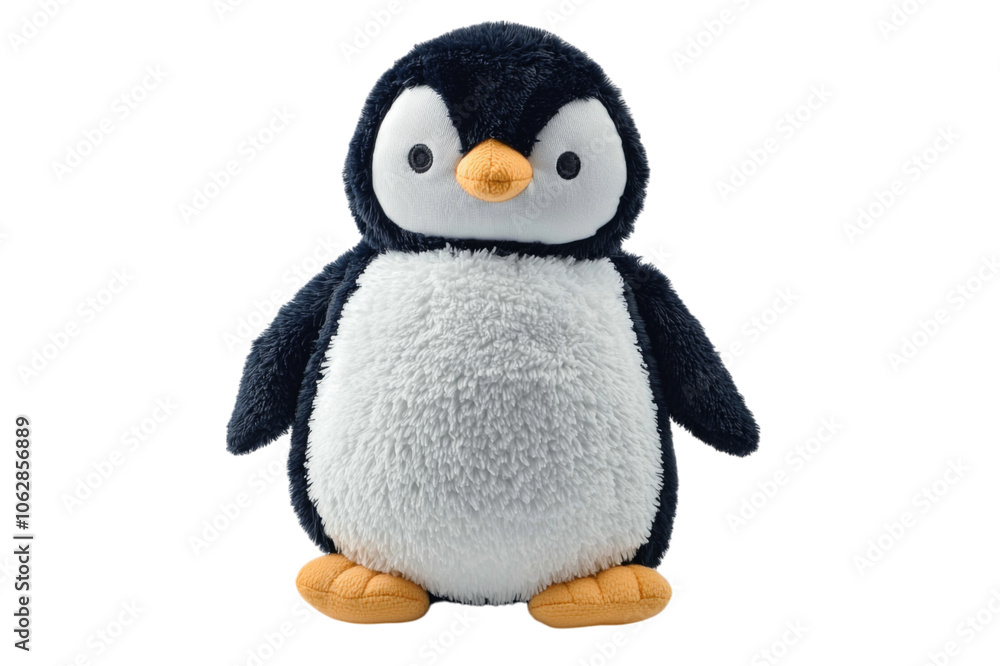 Soft plush penguin toy isolated on transparent background for children Soft plush penguin toy isolated on transparent background for children