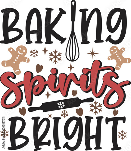 Baking Spirits Bright Christmas Baking Apron T-shirt for women