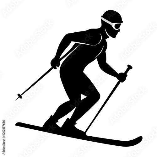 Winter Sport Ski Silhouette Illustration with a white background