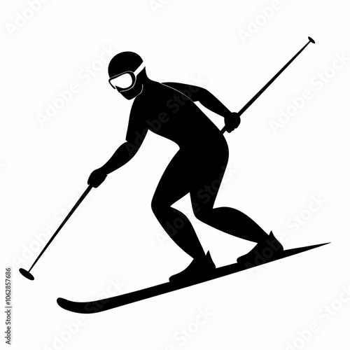 Winter Sport Ski Silhouette Illustration with a white background