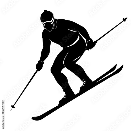 Winter Sport Ski Silhouette Illustration with a white background