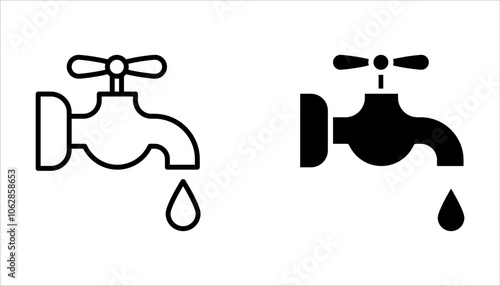 Faucet icon vector set. water tap for sink illustration sign collection on white background