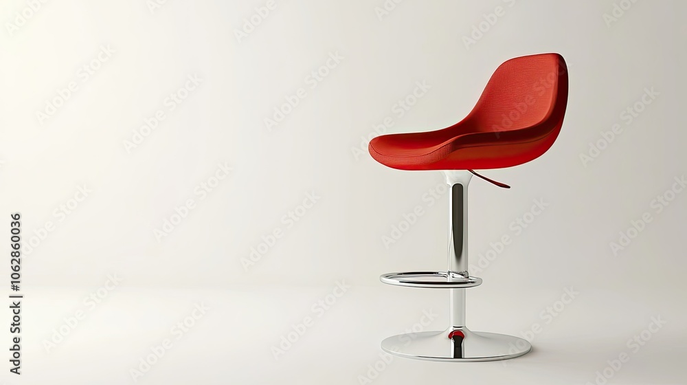 A modern red bar stool isolated on a white background, showcasing its sleek design and vibrant color for contemporary interior visuals. A modern red bar stool isolated on a white background, showcasing its sleek design and vibrant color for contemporary interior visuals.