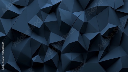 Abstract geometric background with dark blue triangular facets creating a modern texture.