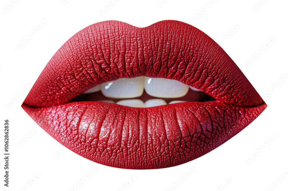Red female lips isolated on white background. Air kiss, beauty, red lipstick, cosmetics Red female lips isolated on white background. Air kiss, beauty, red lipstick, cosmetics