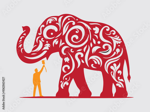 Elephant silhouette vector art white background And  mandala line art illustration pattern art tattoo,
